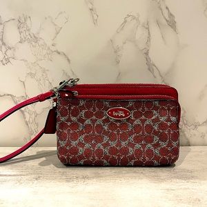 Monogram Coach Wristlet (red)